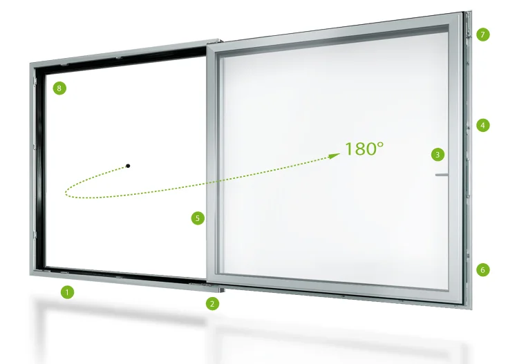 Finestra Schüco SimplySmart con l’anta aperta a 180 gradi